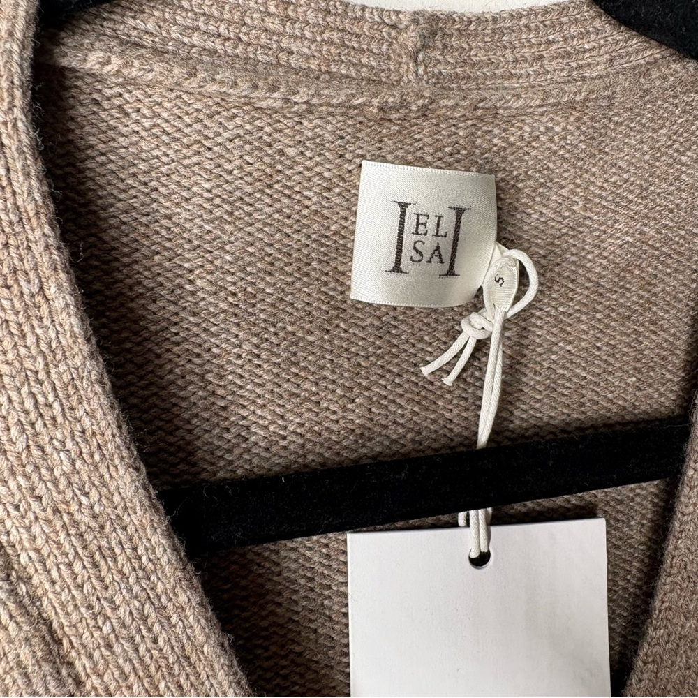 Helsa Sanna Cardigan Medium Taupe Wool Blend Button Up - Picture 6 of 9